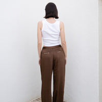 oriental satin straight pants / 枯茶(dark brown)