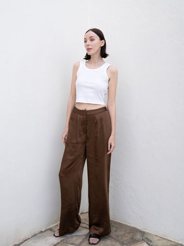 oriental satin straight pants