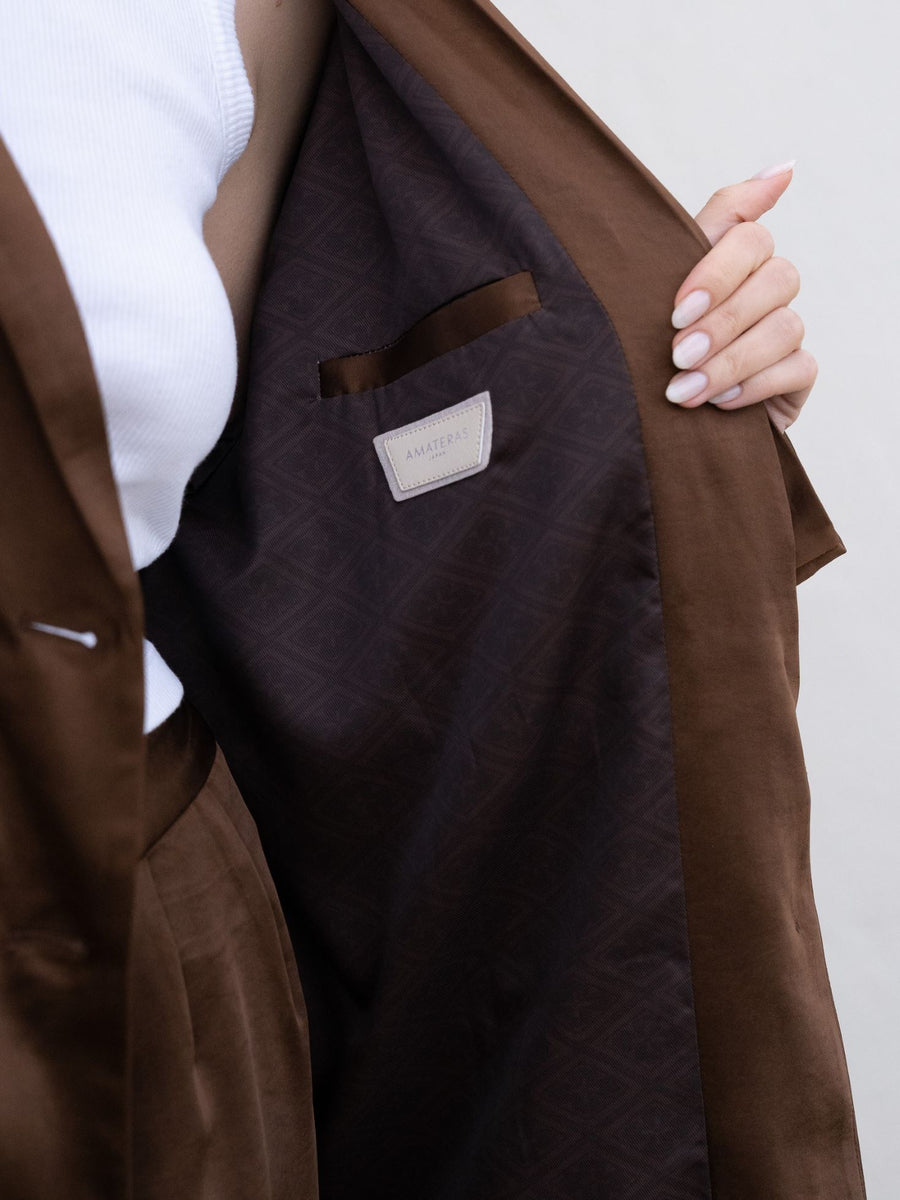 oriental satin jacket / 枯茶(dark brown) – AMATERASJAPAN