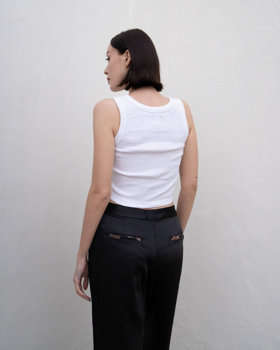 oriental satin straight pants / 枯茶(dark brown)