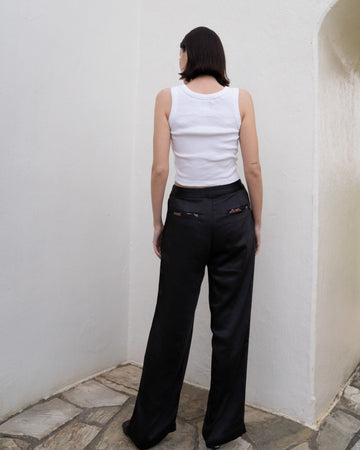 oriental satin straight pants