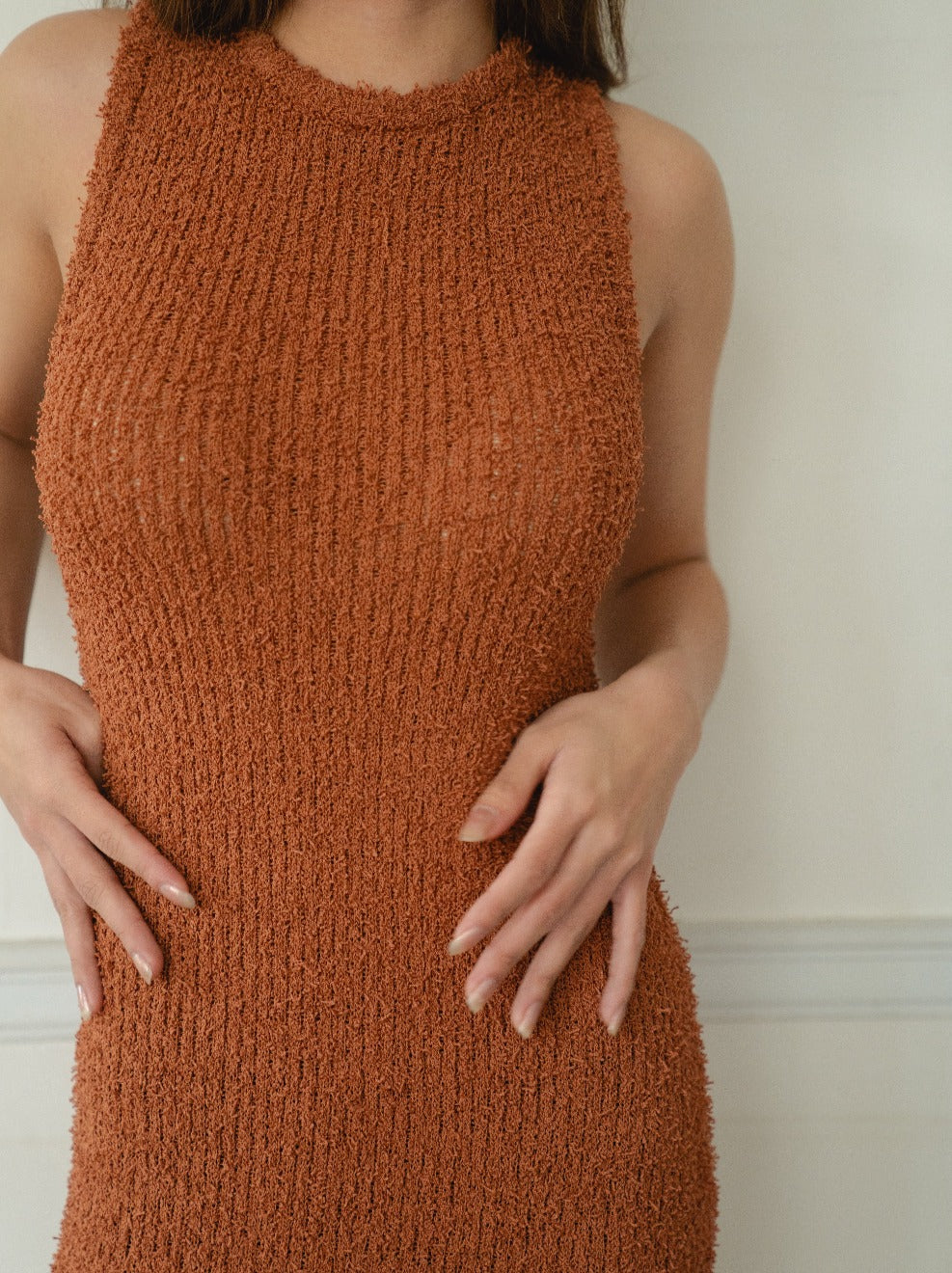 knit curvy dress / 胡桃(light brown)