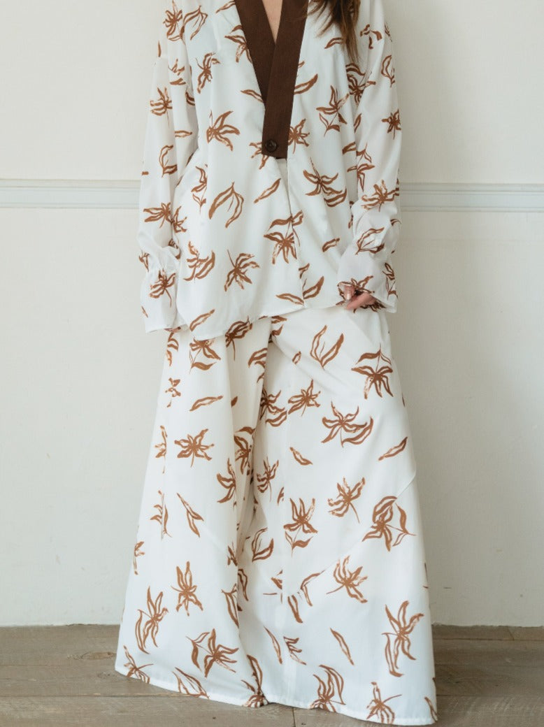 resort wide HAKAMA pants / 白花(ivory)