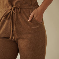 cotton blend styleup rompers / 胡桃(light brown)