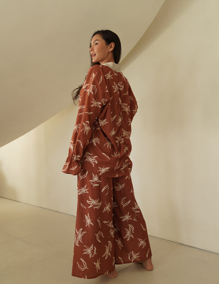 resort long sleeve KIMONO shirt / amber(orange)