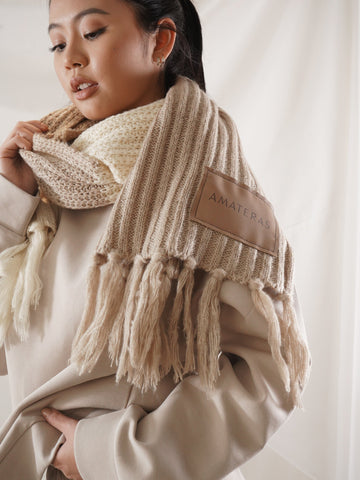 double tone winter scarf / cream