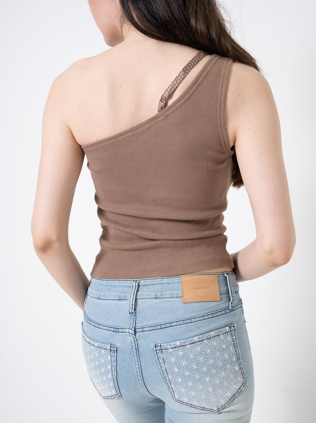 asanoha shoulder tank / brown