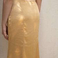 camellia airy satin skirt / 花葉(yellow)