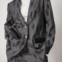 luxe padded blazer jacket / gray