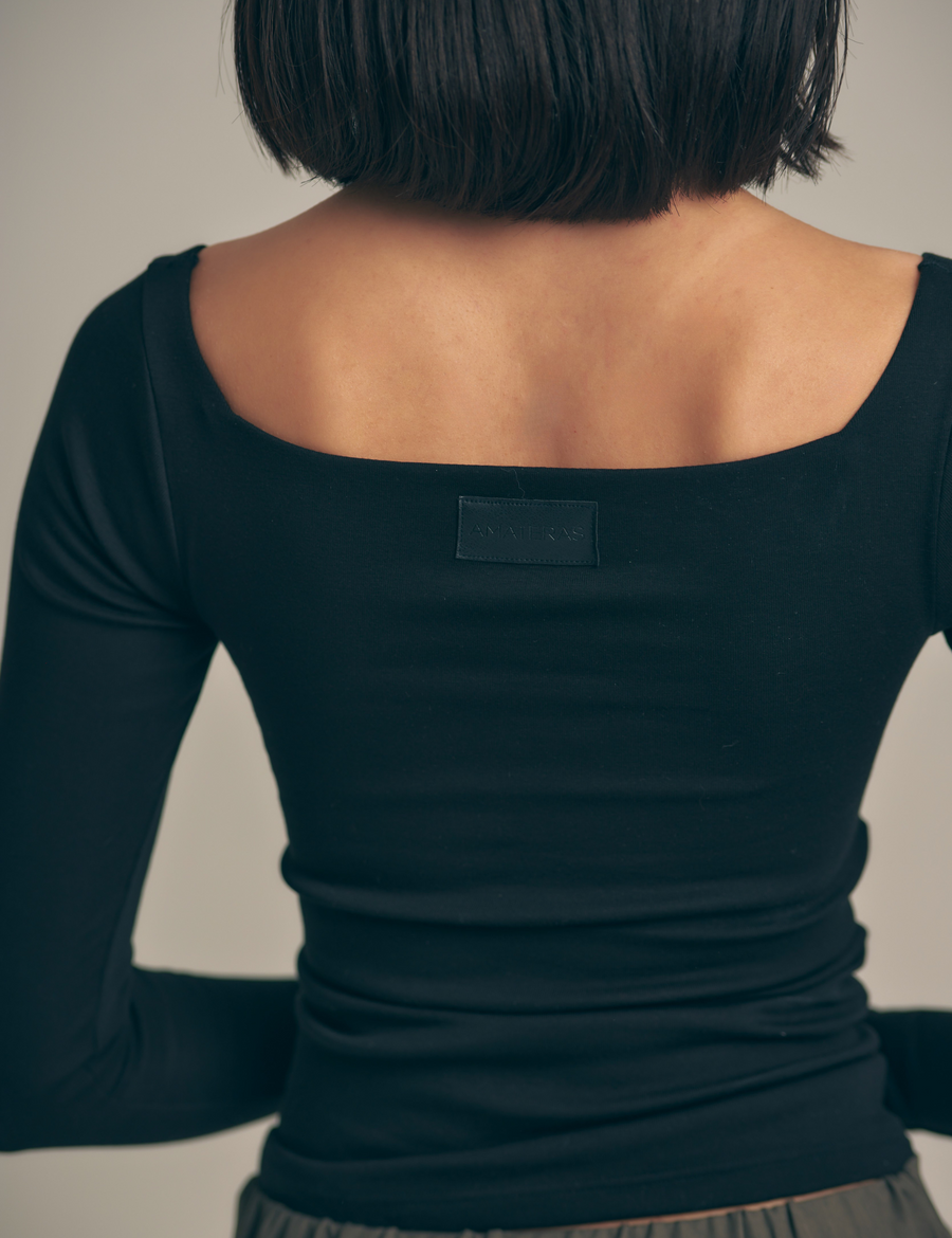 Dreamy×WABISABI long sleeve top / 墨(black)