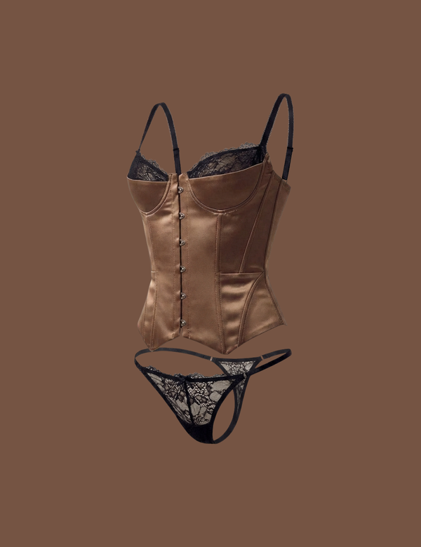 Daphale Studios × AMATERAS Kate Corset with Panty / 枯茶(brown)