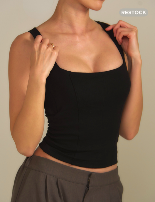 【11月上旬発送】Dreamy Corset Tanktop / 墨(black)