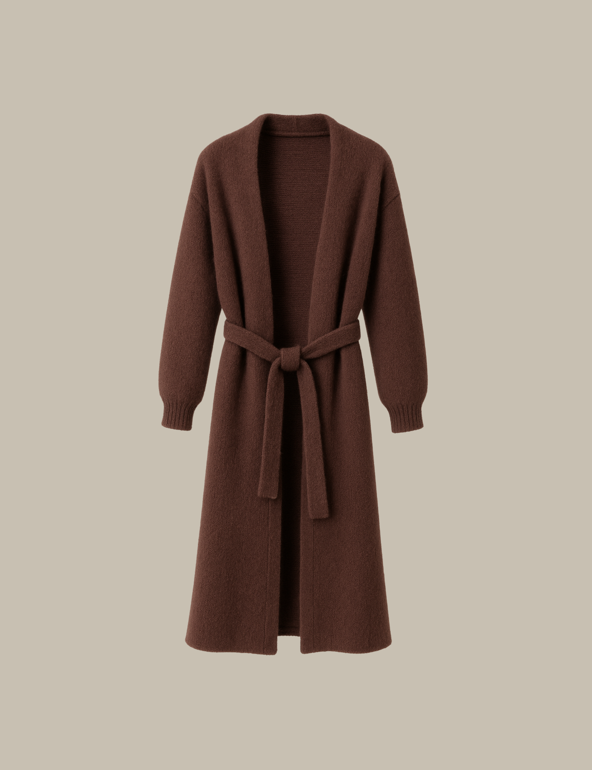 Fluffy Shaggy Cardigan Robe / Faded Brown