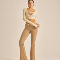 【COMING SOON】Maple Curve Flare Leggings / 白茶(beige)