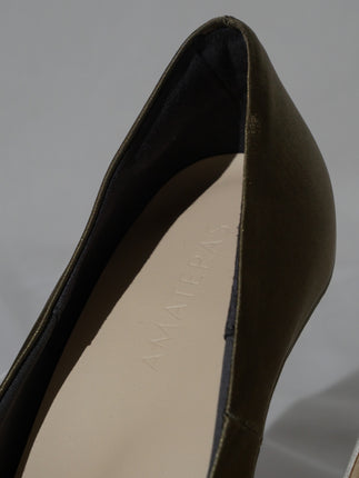 satin wrapped style up heels