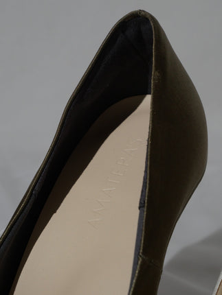 satin wrapped style up heels