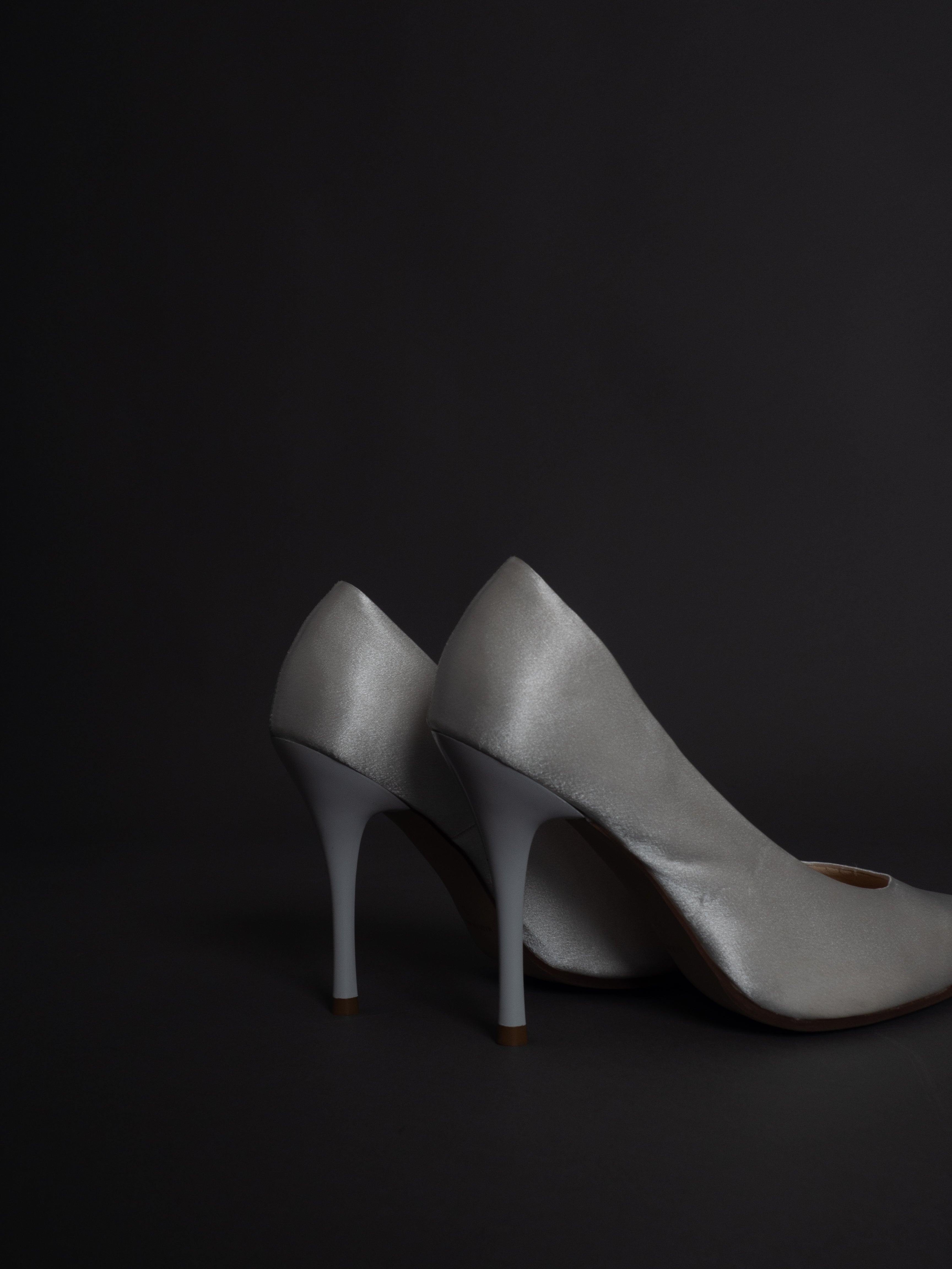 satin wrapped style up heels