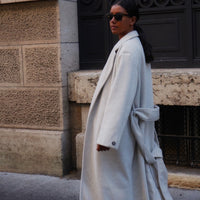 【11月中旬発送】Elegant Kimono Long Coat / 白花(ivory)