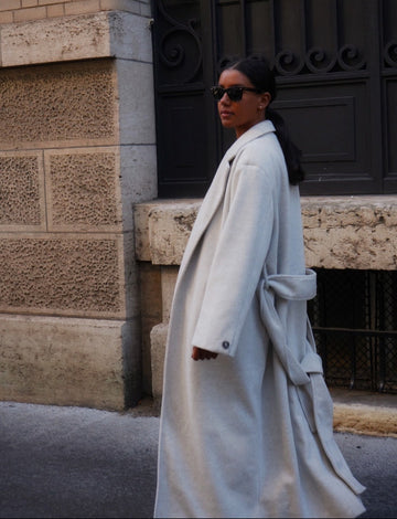【11月中旬発送】Elegant Kimono Long Coat / 白花(ivory)