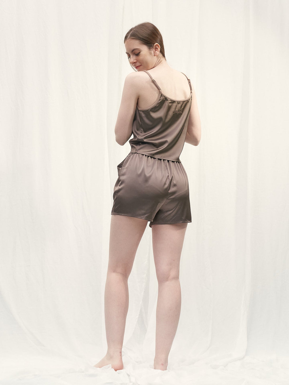 mix and match smooth satin pants / 枯茶(dark brown)