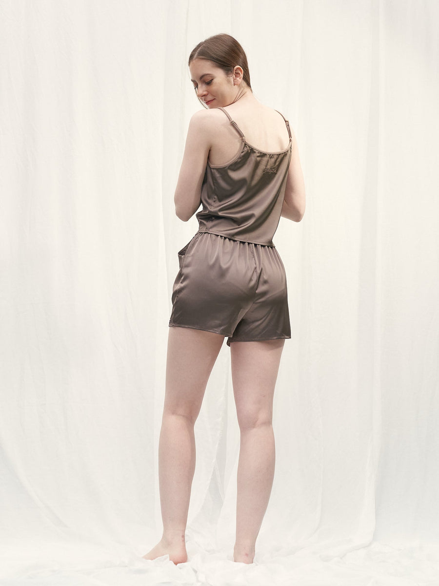mix and match smooth satin pants / 枯茶(dark brown)