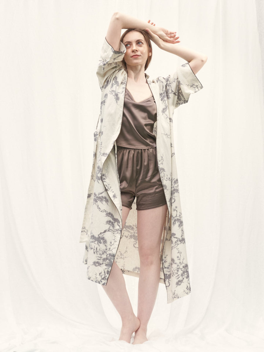 mix and match smooth satin pants / 枯茶(dark brown)