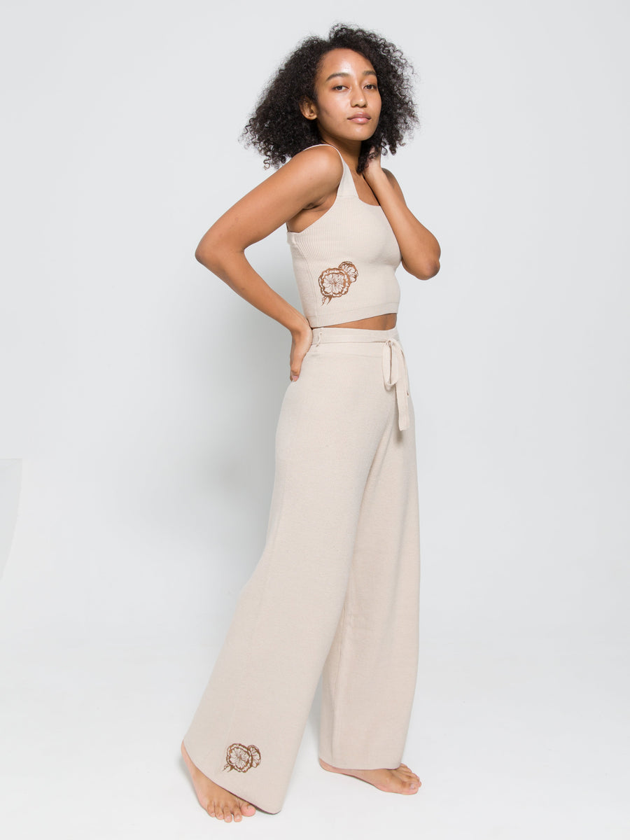 elegant knitted wide pants