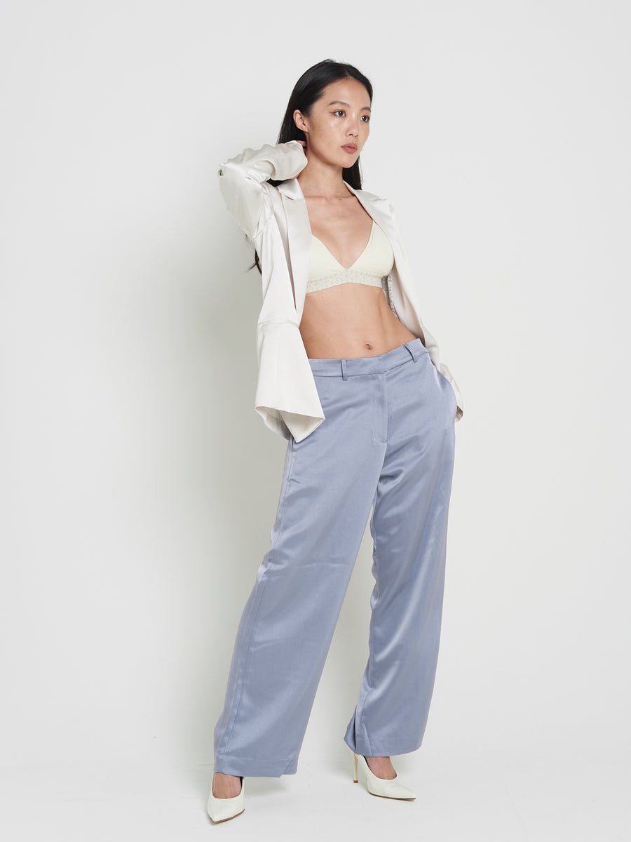asanoha satin suit pants
