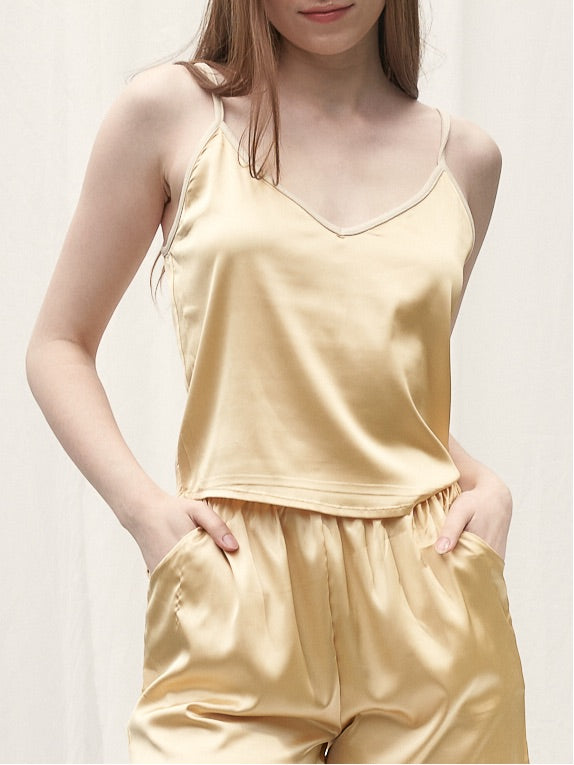 mix and match smooth satin pants / 枯茶(dark brown)