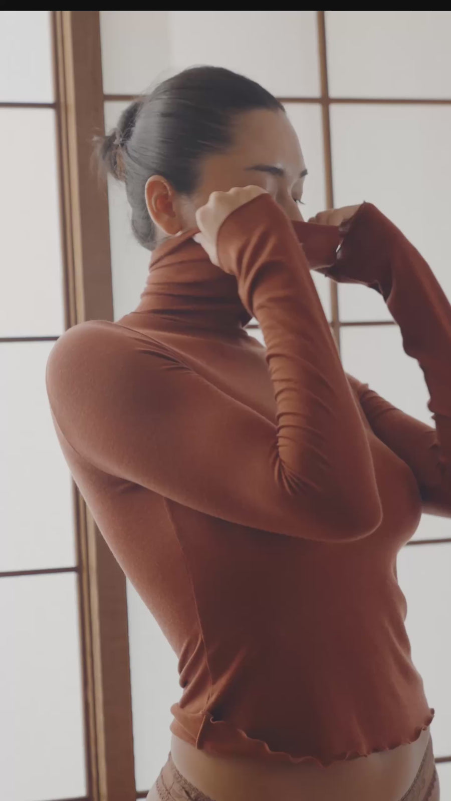 Sheer Grace Turtleneck / 赤丹 (Teracotta)