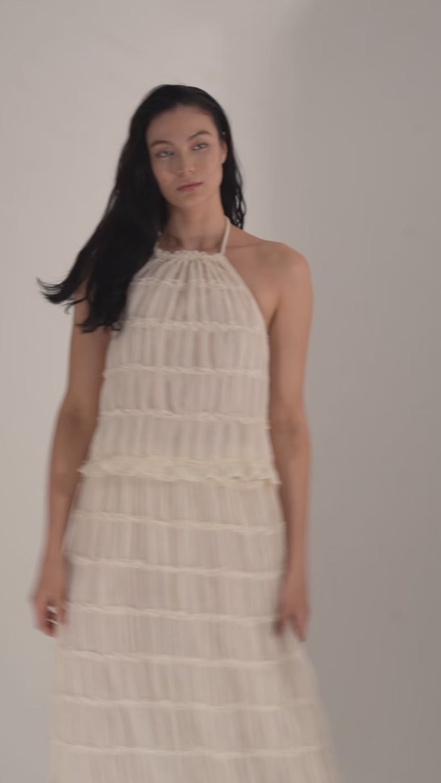 Ocean Breeze Elegant  Chiffon Top / 胡粉(off white)