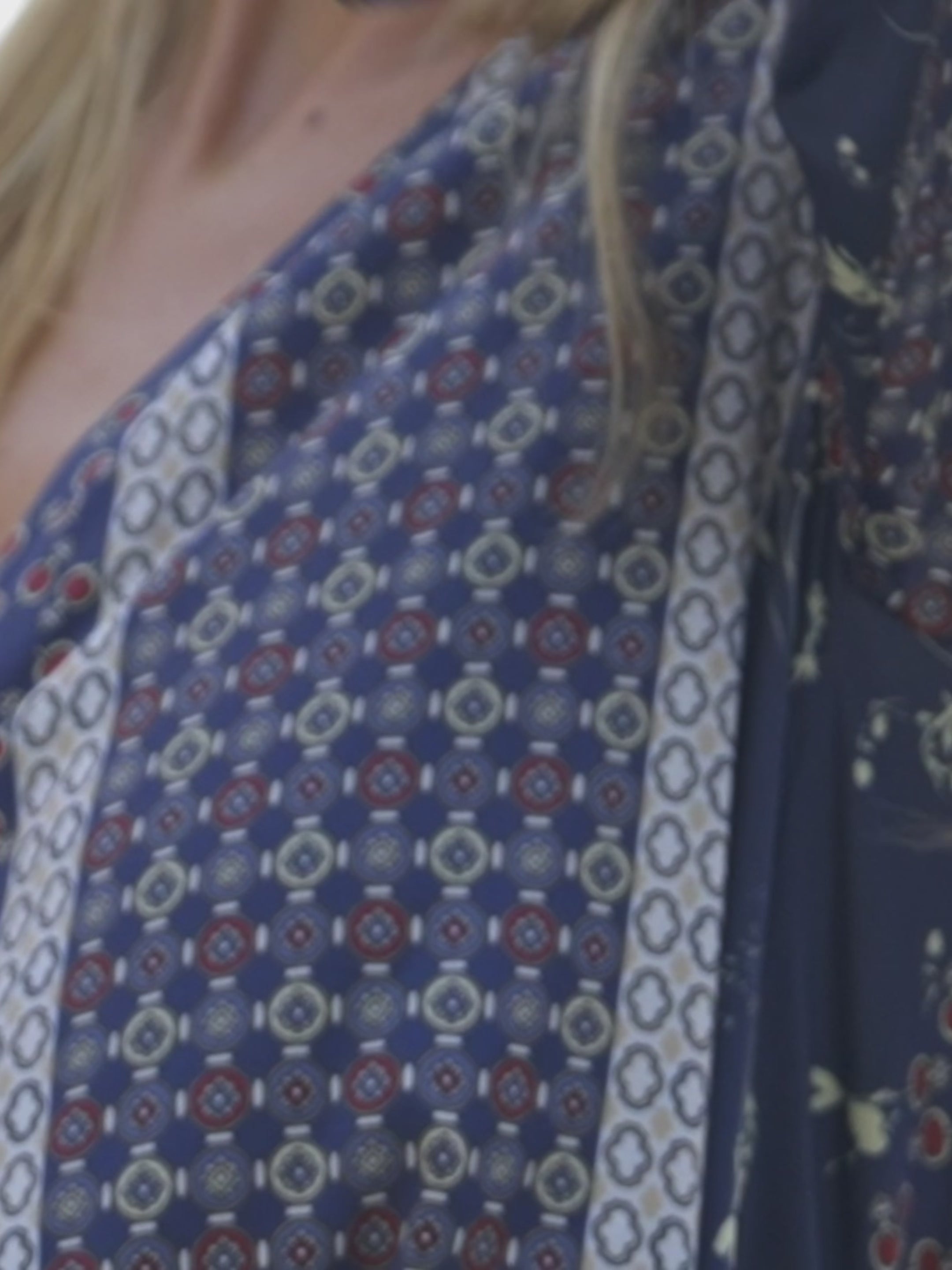 Oriental Silky Kimono Culotte Dress / Navy