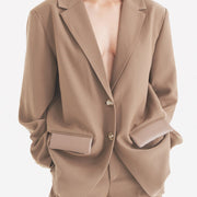 luxe padded blazer jacket / beige