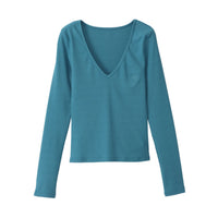 body fit long sleeve top / blue