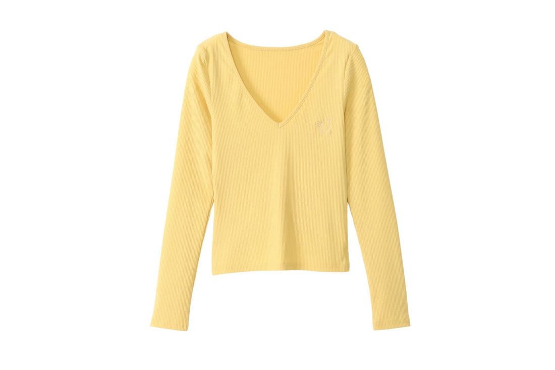 body fit long sleeve top / yellow