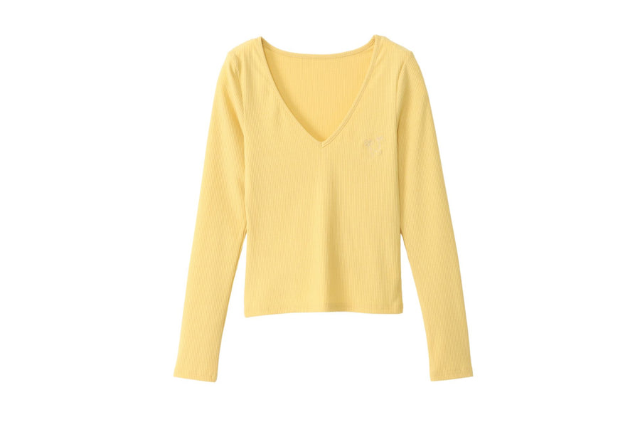 body fit long sleeve top / yellow