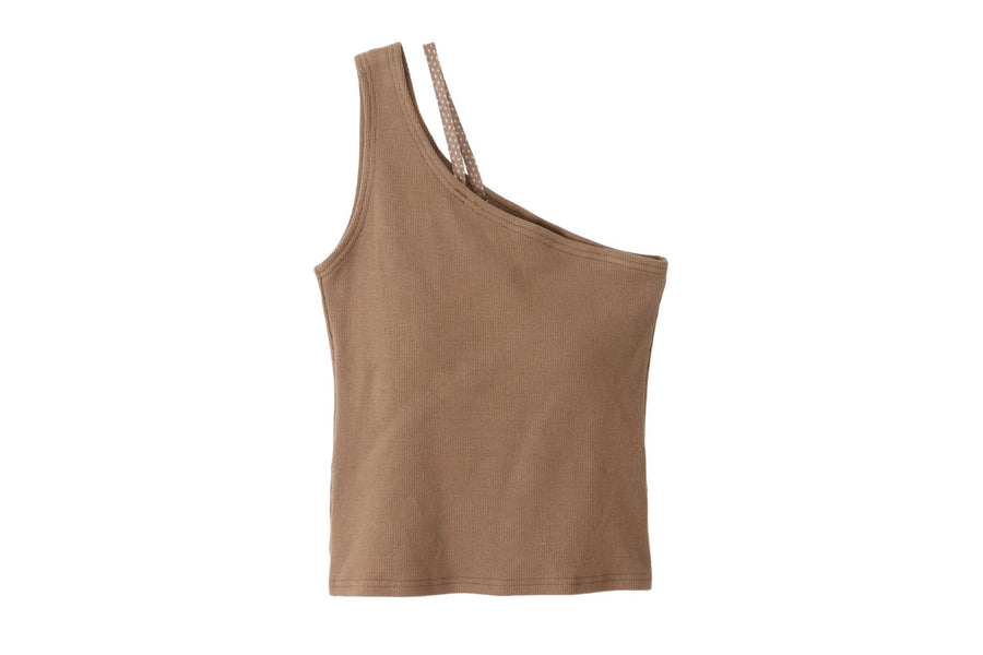 asanoha shoulder tank / brown