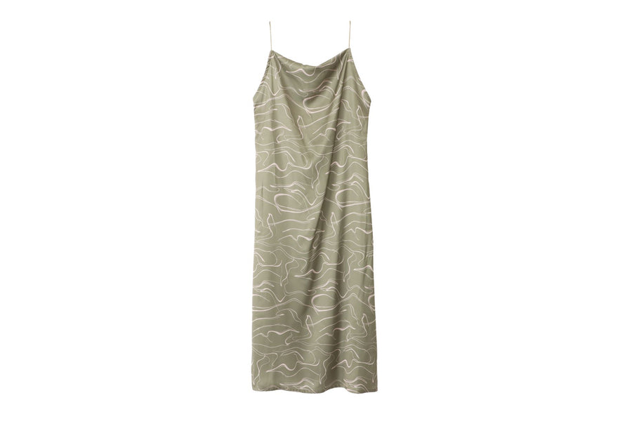 elegant satin dress / sage