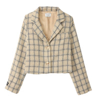 tweed crop blazer jacket / white