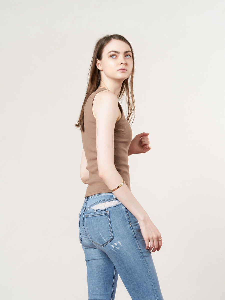 asanoha shoulder tank / brown