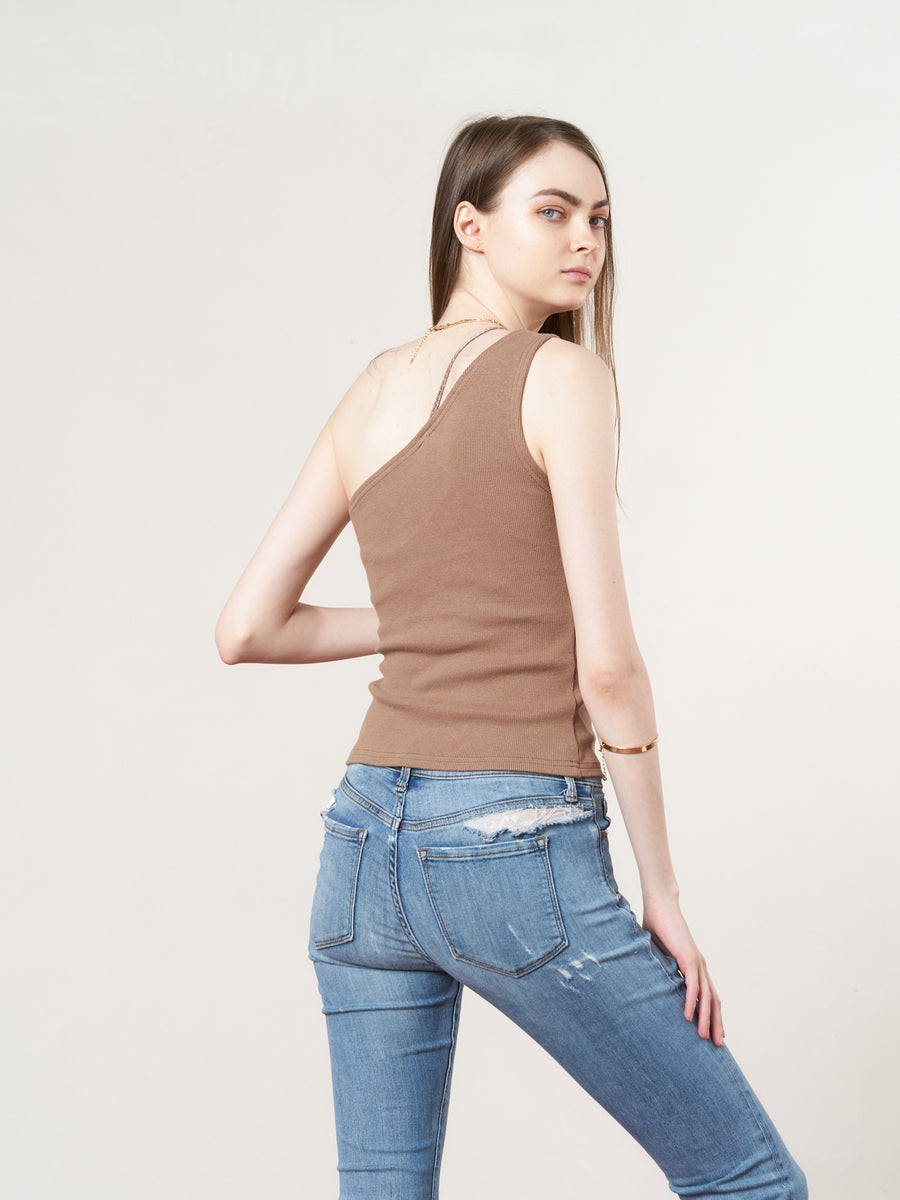 asanoha shoulder tank / brown