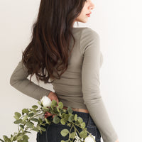 body fit long sleeve top / gray