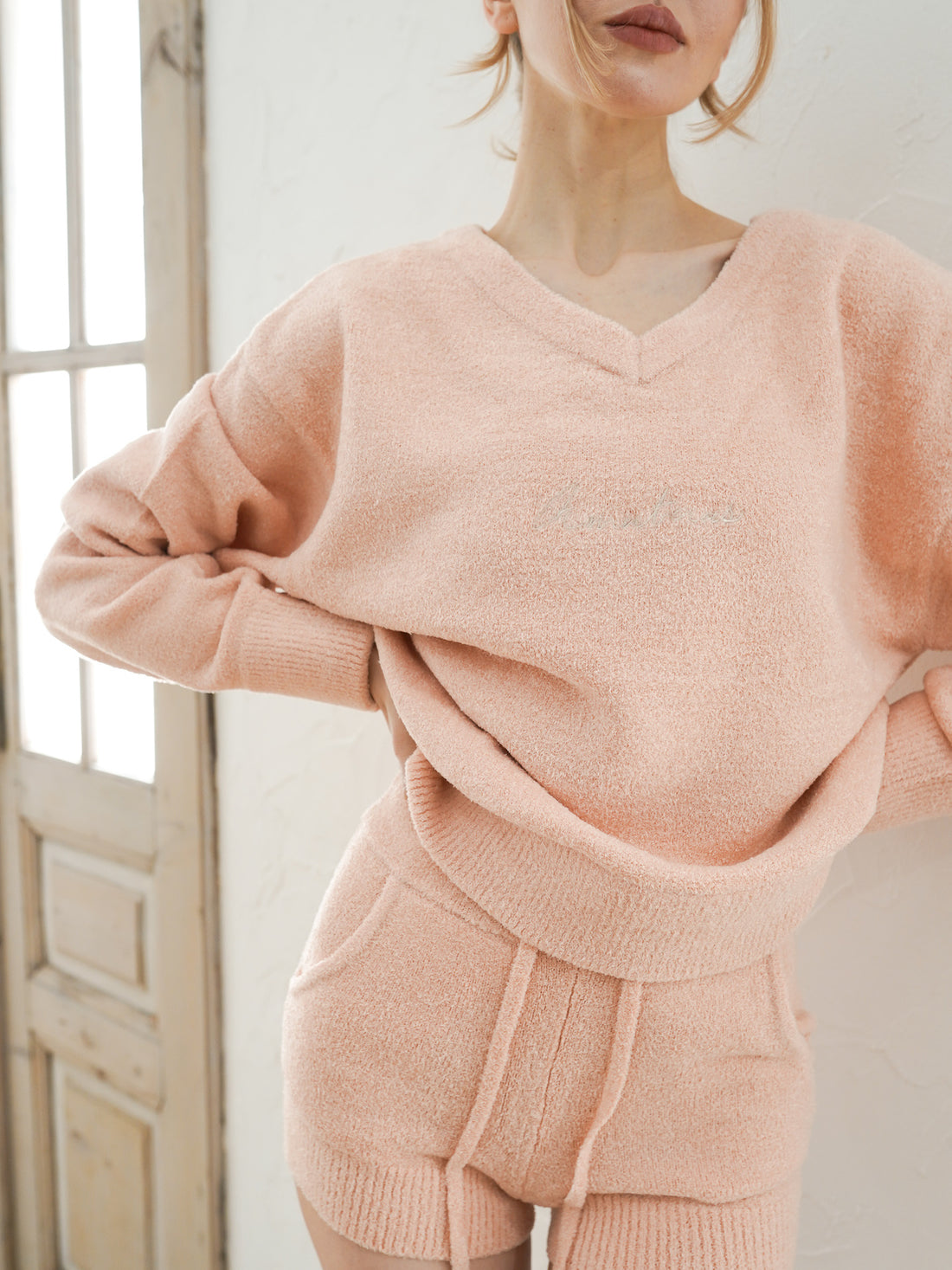 feather knit over-sweater / sakura