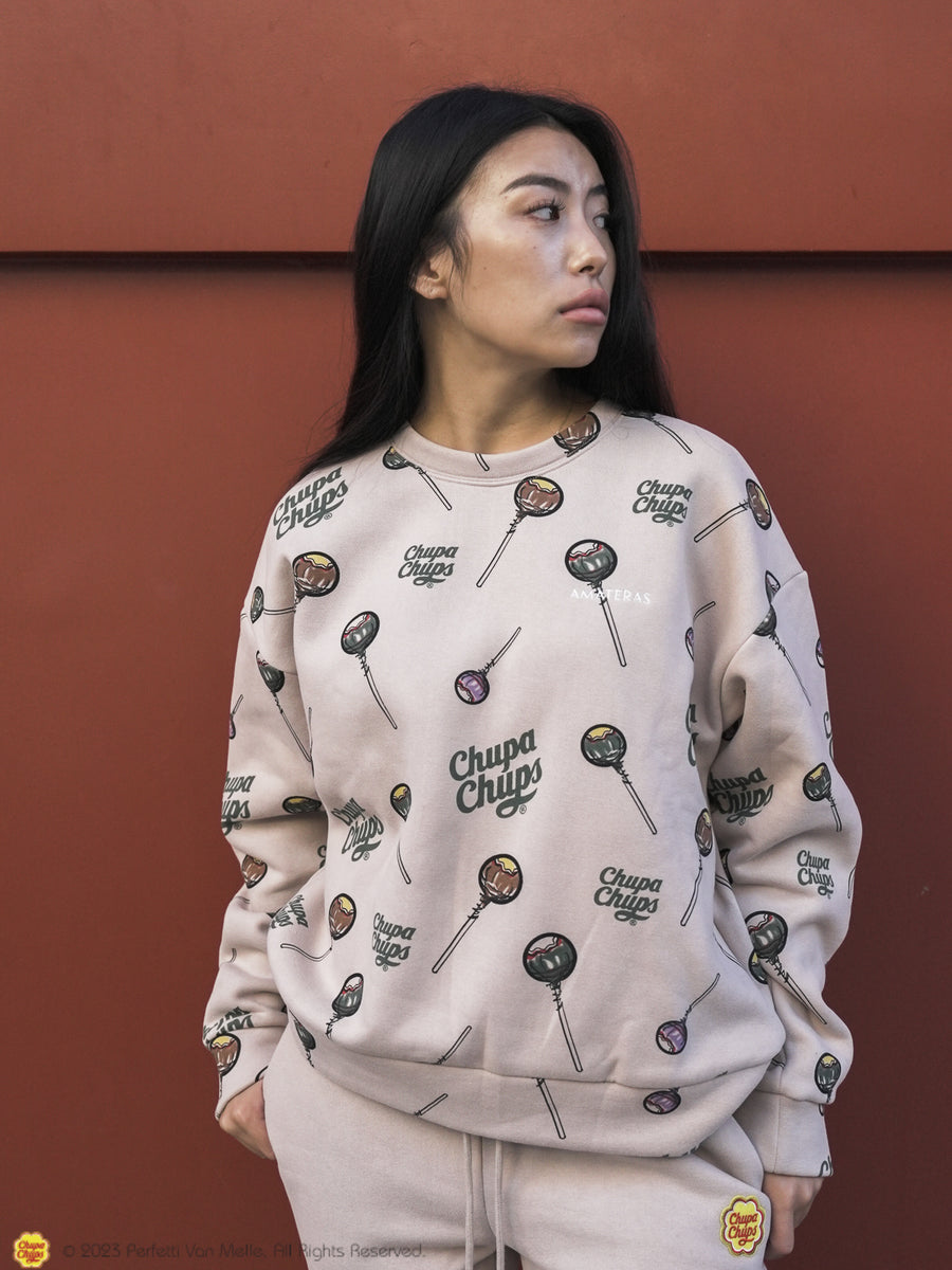 Chupa Chups × AMATERAS fleece sweater / beige