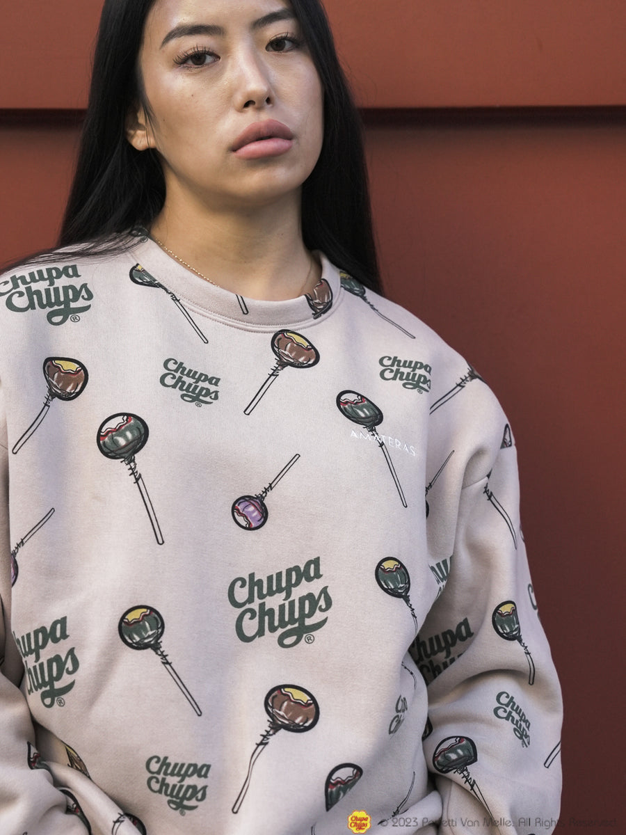 Chupa Chups × AMATERAS fleece sweater / beige