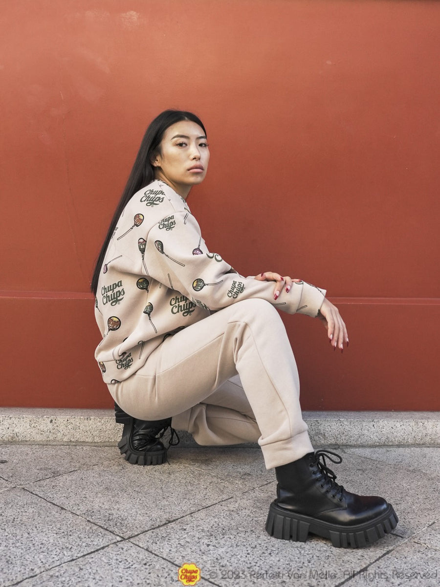 Chupa Chups × AMATERAS fleece pants / beige