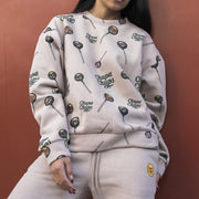 Chupa Chups × AMATERAS fleece sweater / beige