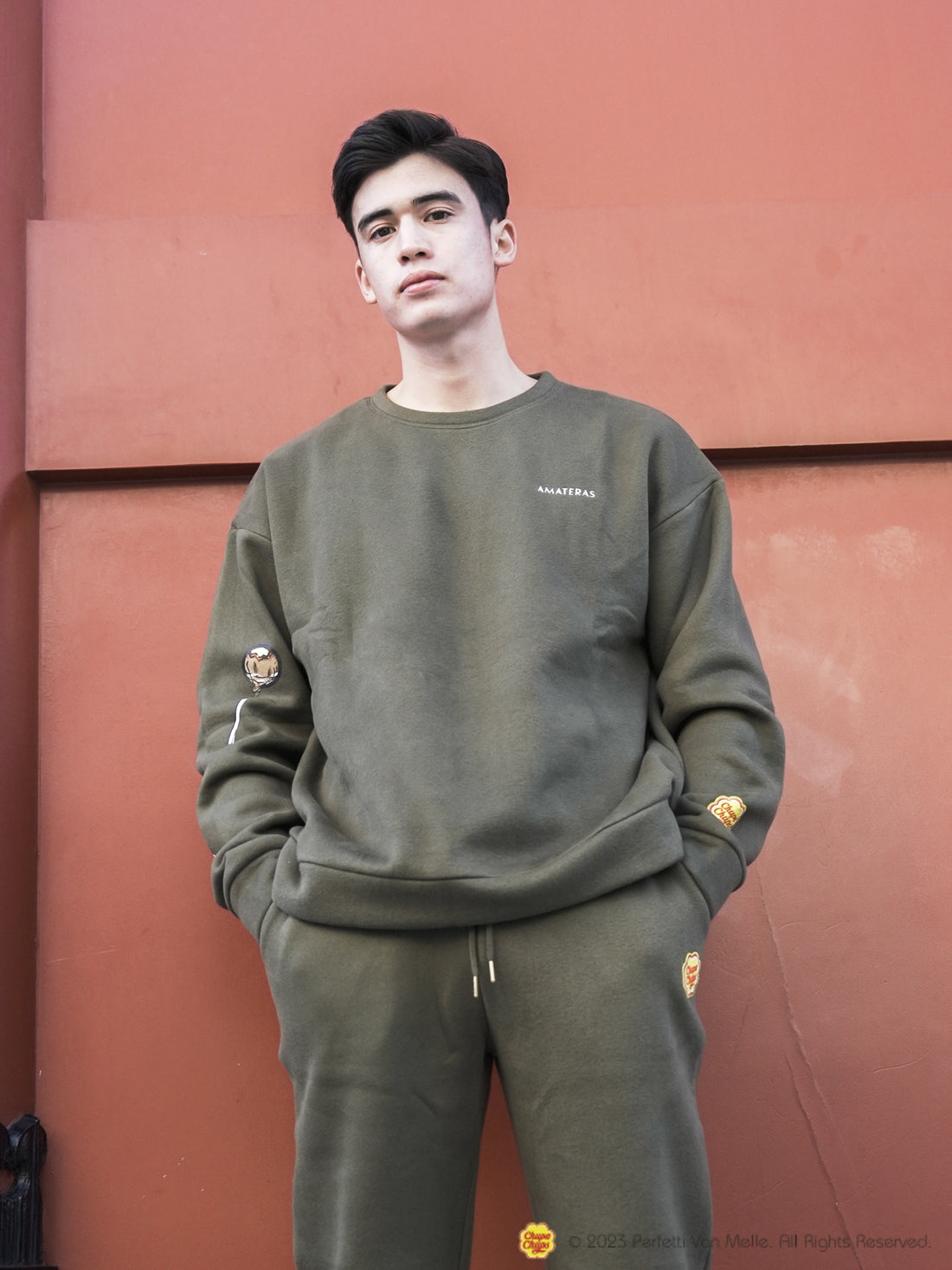 Chupa Chups × AMATERAS fleece pants / khaki