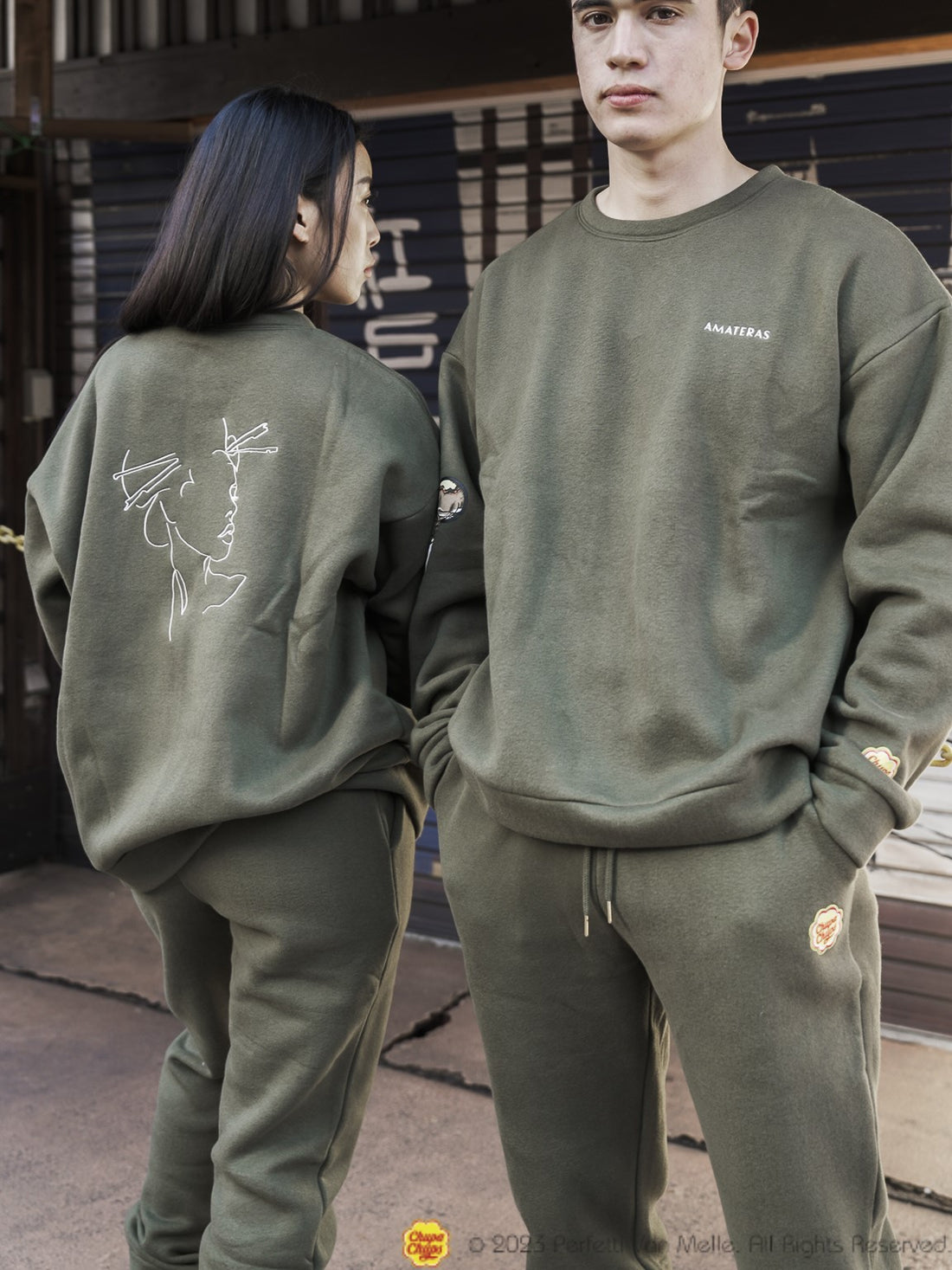 Chupa Chups × AMATERAS fleece pants / khaki