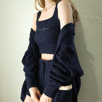 feather knit tank / navy